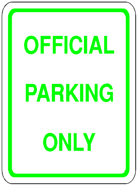 The image shows a sign that reads "OFFICIAL PARKING ONLY" with an arrow pointing to its right side indicating parking is allowed in this direction only.
