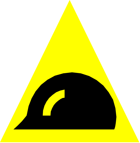 The image shows a yellow hazard sign with an exclamation mark inside it on top of two black triangles pointing upwards at each other against a white background.