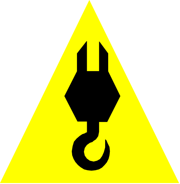 The image shows a warning sign with an electrical plug symbol inside it next to two hazard symbols: on top is a triangle containing lightning bolts indicating danger of electric shock; below that is another cautionary icon featuring a hook and chain, suggesting potential entanglement or snagging risk in the area.