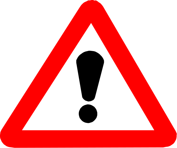 The image shows a red triangle sign with an exclamation mark inside it on top of another similar triangular warning sign that has been flipped upside down to indicate danger.