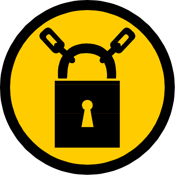The image shows a padlock icon with an accompanying keyhole symbol inside it on top of what appears to be a shield-like background.