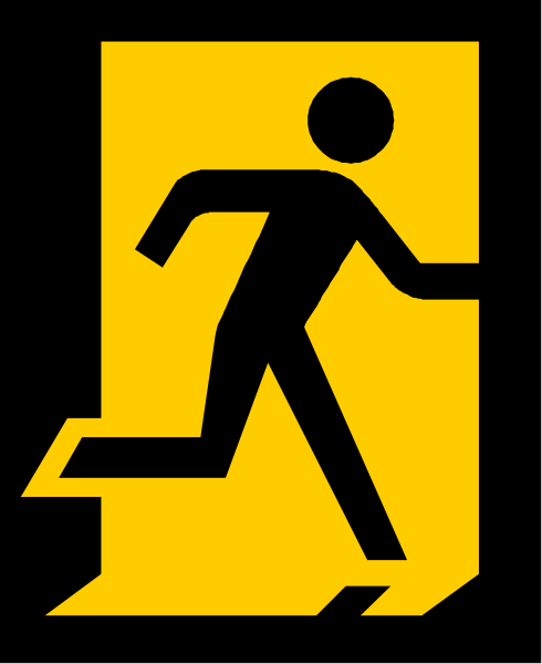 The image shows a yellow pedestrian crossing sign with an icon of a person walking on it against a white background.