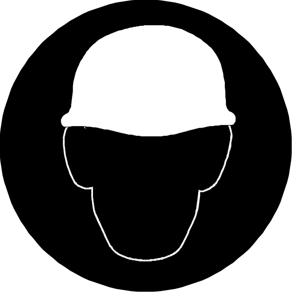 The black silhouette of a person wearing a hard hat against an all-black background.