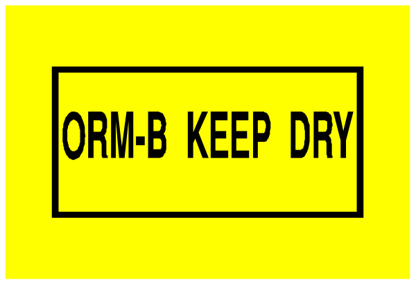 The image shows a yellow sign with black text that reads "ORM B KEEP DRY."