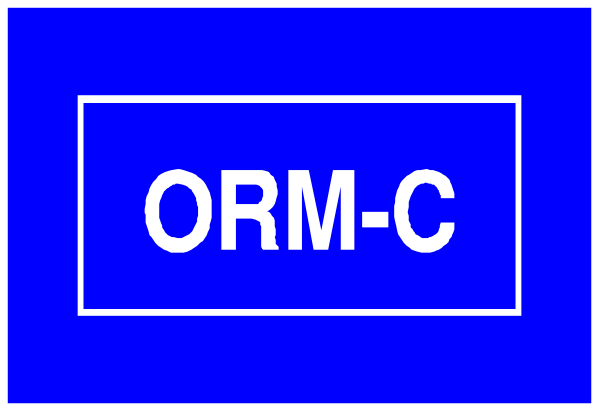 The image shows a blue pill bottle with white text that reads "ORM" on it against an indistinct background.
