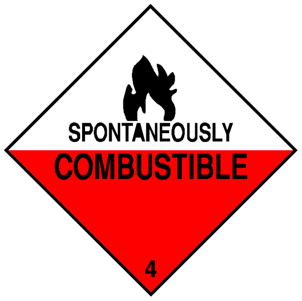 The image shows two stickers with a black background featuring white text on them: "SPONTANEously Composite" in one corner of each sticker is accompanied by an icon that appears to be a flame, suggesting combustion; and below it reads "COMBUSTIBLE."
