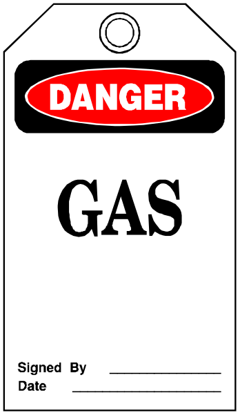 The image shows a cartoon of an old gas station sign with "DANGER" written on it above the word "GAS."