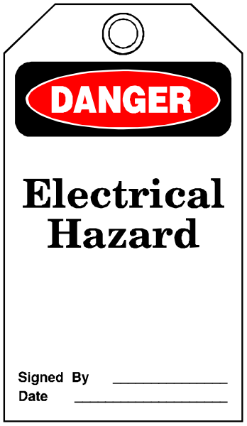 The image shows a warning sign for electrical hazards with text that reads "DANGER ELECTRICAL HAZARD" on it.