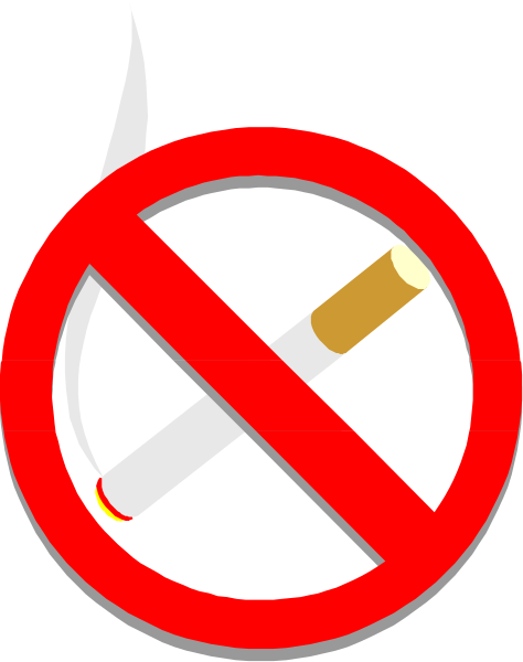 The image shows a red circle with an exclamation mark inside it on top of a black background. Inside this symbol is a white cigarette crossed out by two diagonal lines forming an "X".