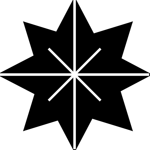 The black and white image shows a simple geometric figure consisting of four lines intersecting at their ends to form an X shape with two right angles on either side.