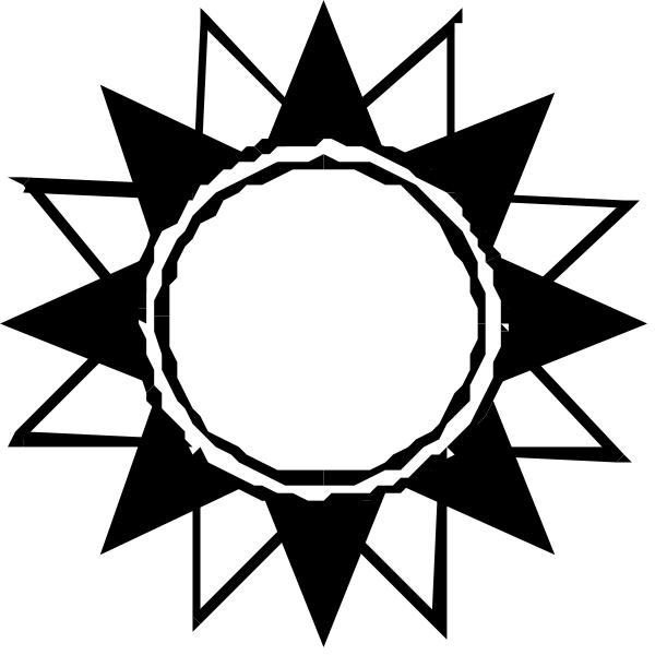 The black and white logo features a sun with rays emanating from it at an angle above what appears to be a stylized compass rose below it.