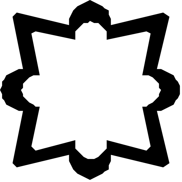 The image shows a black and white icon of an asterisk with six points radiating outward from its center.