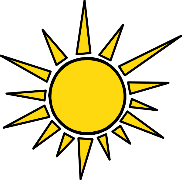 The image shows a simple black flag with an illustration of a yellow sun on it against a white background.