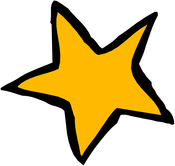 The image shows a simple yellow star with five points against a black background.