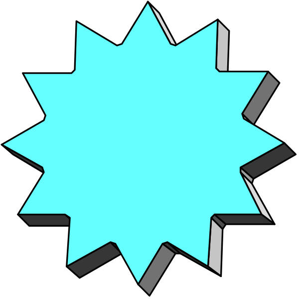 The image shows a blue starburst graphic with no additional details provided about its content.