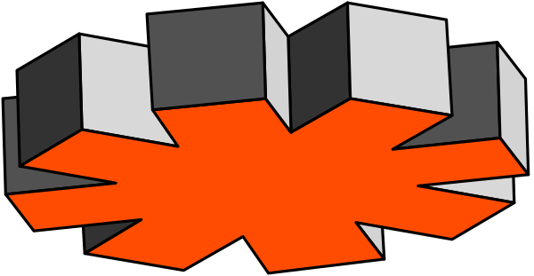 The image shows a black and white puzzle with various pieces scattered around it on what appears to be a gray surface.