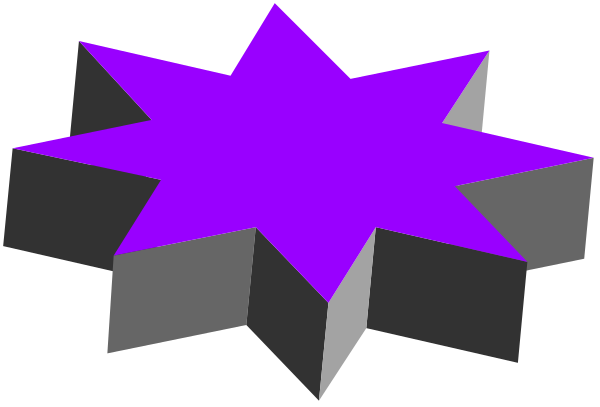 The image shows a purple explosion with black cubes surrounding it on all sides against a grey background.