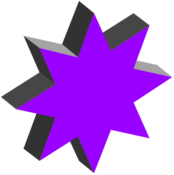The image shows a purple starburst with an explosion effect on its right side against a black background.