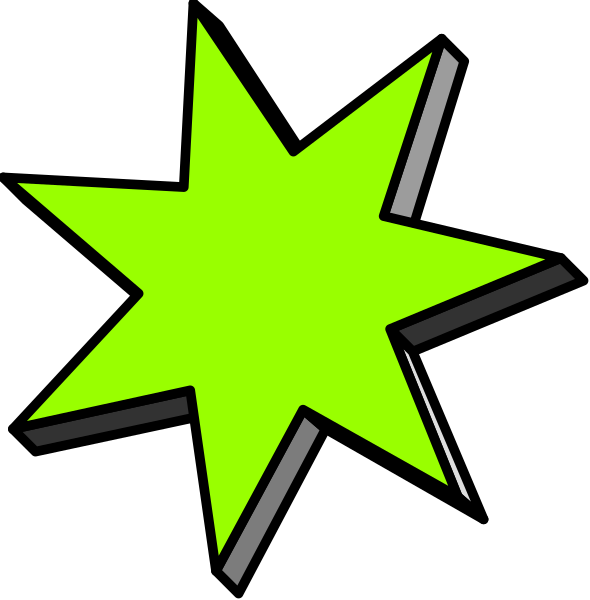 The images show a sequence of two starburst graphics with different levels of brightness: 1) A dark green starburst on top left; 2) An even brighter yellow-green one below it, both against black backgrounds. There is no text or additional elements in the image provided. It's just these two images side by side without any context given about their setting or actions taking place within them. The focus of this clip art seems to be on comparing brightness levels between starburst graphics rather than depicting a specific scene with objects, people, animals