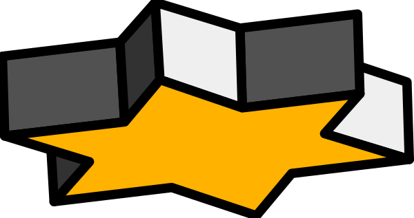 The image shows a black and white puzzle piece with an orange starburst design on it.