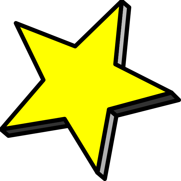 The image shows a yellow star with black outlines on two different backgrounds: white for the top half of the clip-art and dark gray for the bottom half.