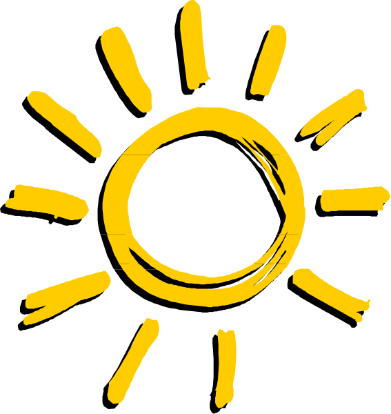The image shows a simple sun with rays extending outward from its center on top of what appears to be an icon representing sunlight shining down onto something below it.