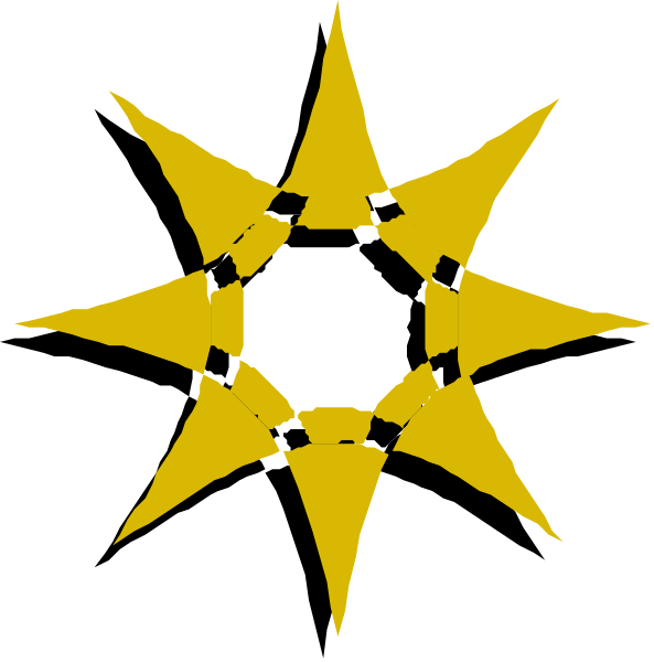 The image shows a yellow star with eight points on it against two different backgrounds: black for half of the stars and white for the other half.