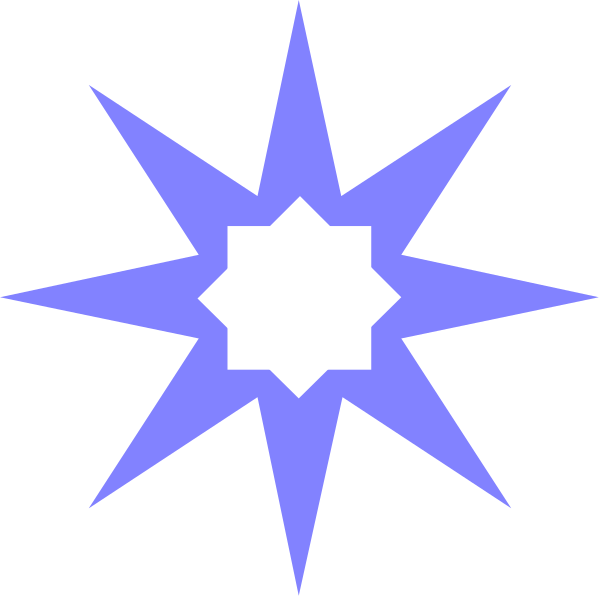 The image shows a blue star with eight points against a black background.