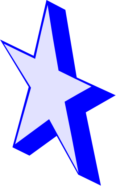 The image shows a stylized blue star with white outlines on what appears to be an abstract background that transitions from black at one end to gray in another direction.