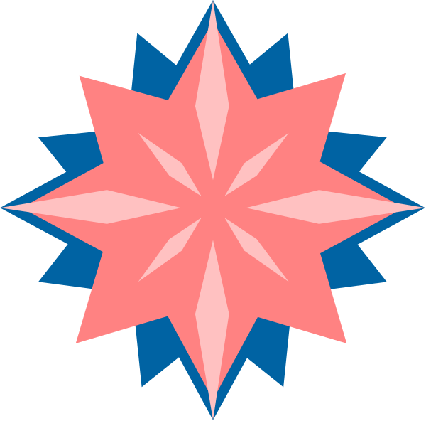The image shows a colorful starburst graphic with eight points radiating outward from a central point against a dark background.
