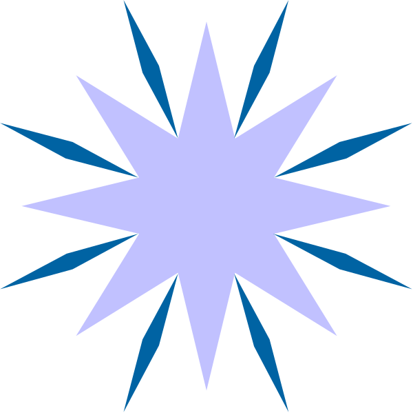 The image shows a stylized starburst with blue lines radiating from its center against a dark background.