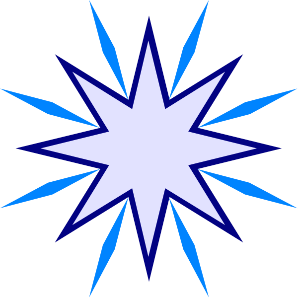 The image shows a white starburst with blue lines radiating outward from it against a black background.