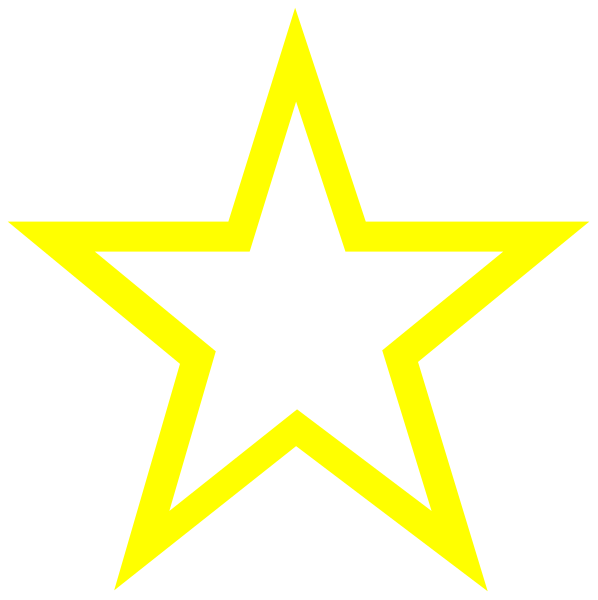 The image shows a yellow star with five points against a black background on top of another identical star that is partially obscured by it in such a way as to create an illusion of depth.