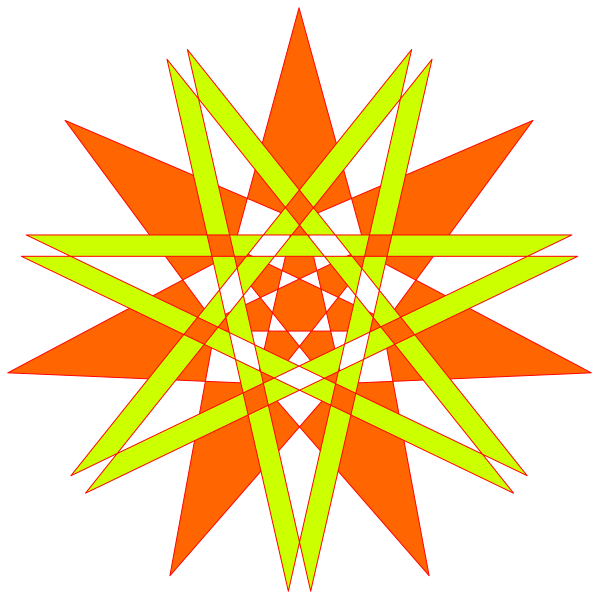 The image shows a red star with eight points against a black background.