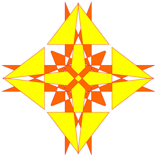 The image shows a stylized geometric pattern with yellow lines forming an intricate design against a black background.