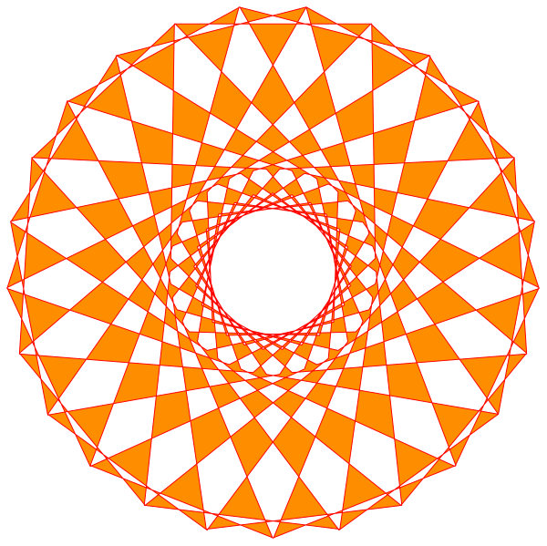 The image shows two red circular patterns with a black hole at their center against an orange background.
