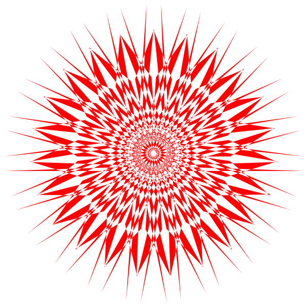 The image shows a symmetrical pattern with red lines forming an intricate design on a black background.