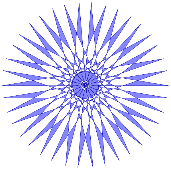 The image shows a blue starburst pattern with radiating lines creating an intricate design against a black background.
