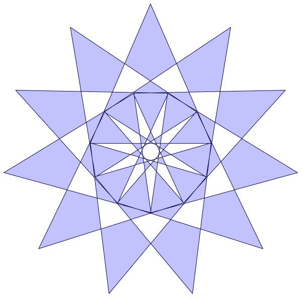 The image shows a black and white star with eight points against a dark background.