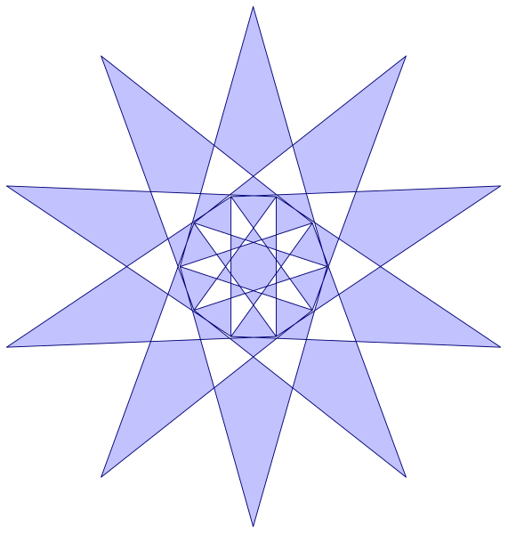 The image shows two different designs of a star with eight points against contrasting backgrounds: black for the left side and white for the right side.