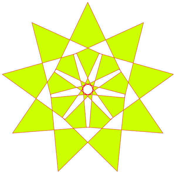 The image shows a yellow star with eight points against a black background.