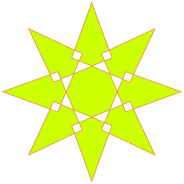 The image shows a yellow star with eight points against a black background.