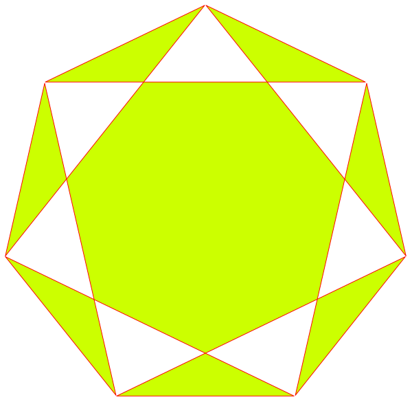 The image shows a geometric shape resembling an octagon with eight sides against a black background.