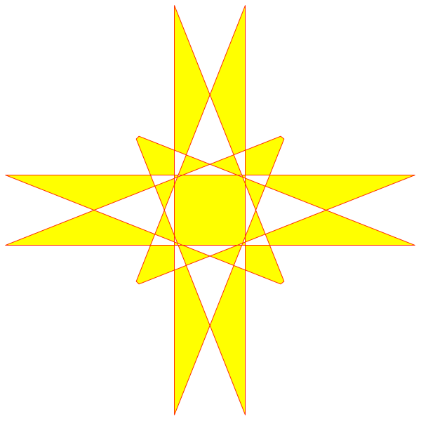 The image shows a stylized compass rose with eight cardinal points marked by stars against a black background.