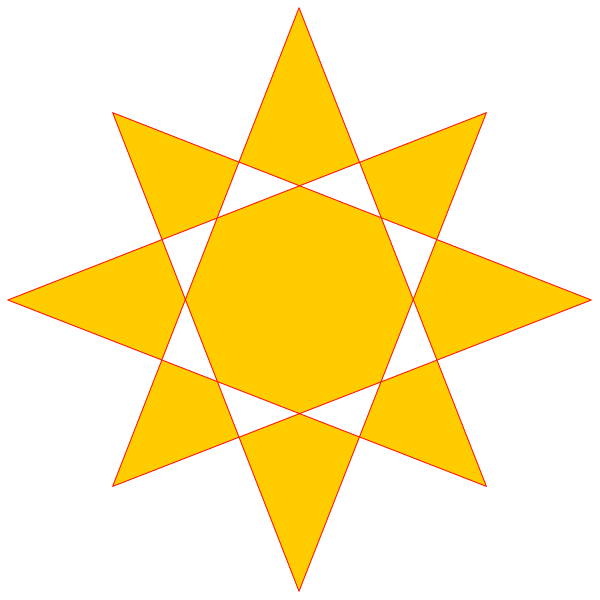The image shows a simple graphic of an orange sun with eight rays against a black background.