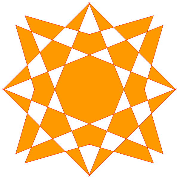 The image shows a simple geometric design resembling an orange sun with rays emanating from it against a black background.
