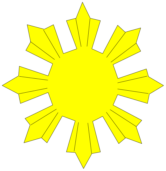 The image shows two black and white versions of a yellow sun with rays on either side against different backgrounds: top left is solid dark blue; bottom right has an orange-yellow gradient from light to darker shades, suggesting it could be representing day or nighttime respectively.