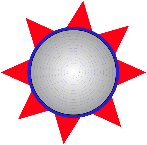The image shows a stylized sun with rays emanating from it against a black background; there is no text present in this clip-art graphic.