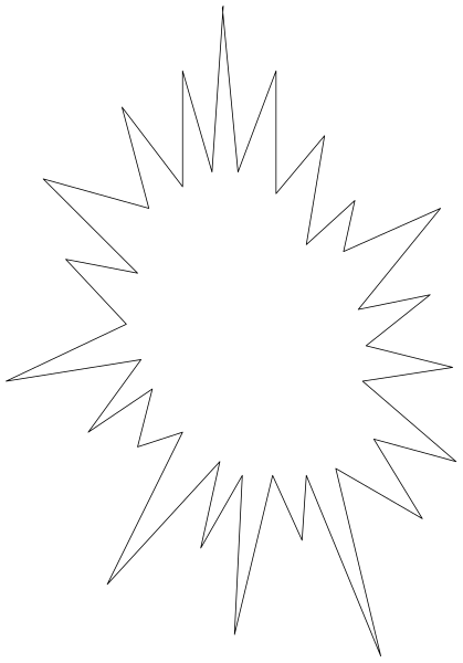 The black and white clip-art shows a stylized explosion with jagged lines radiating outward from an impact point in the center of two rectangles that resemble eyes on either side.