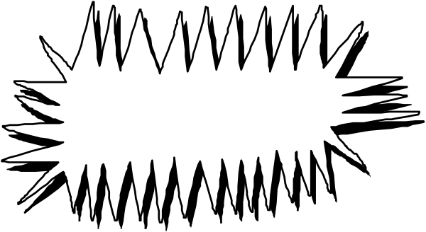 The image shows a black and white graphic with jagged lines resembling lightning bolts on either side of what appears to be an electrical circuit symbol in between them.